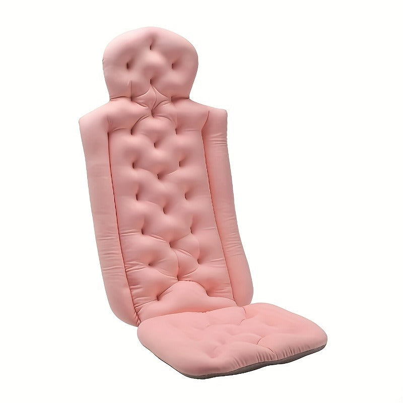 Pink Full-Body Bathtub Cushion in 93 × 40 cm Size with Contoured Headrest and Hanging Loop