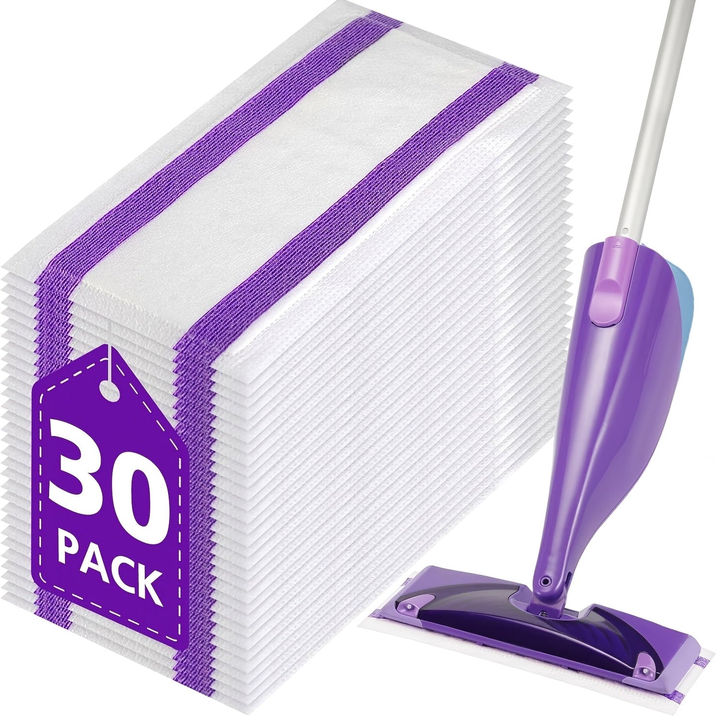 WetJet-Style White Disposable Mop Pad Refills in 30-, 60-, 80- or 120-Count Packs without Pole