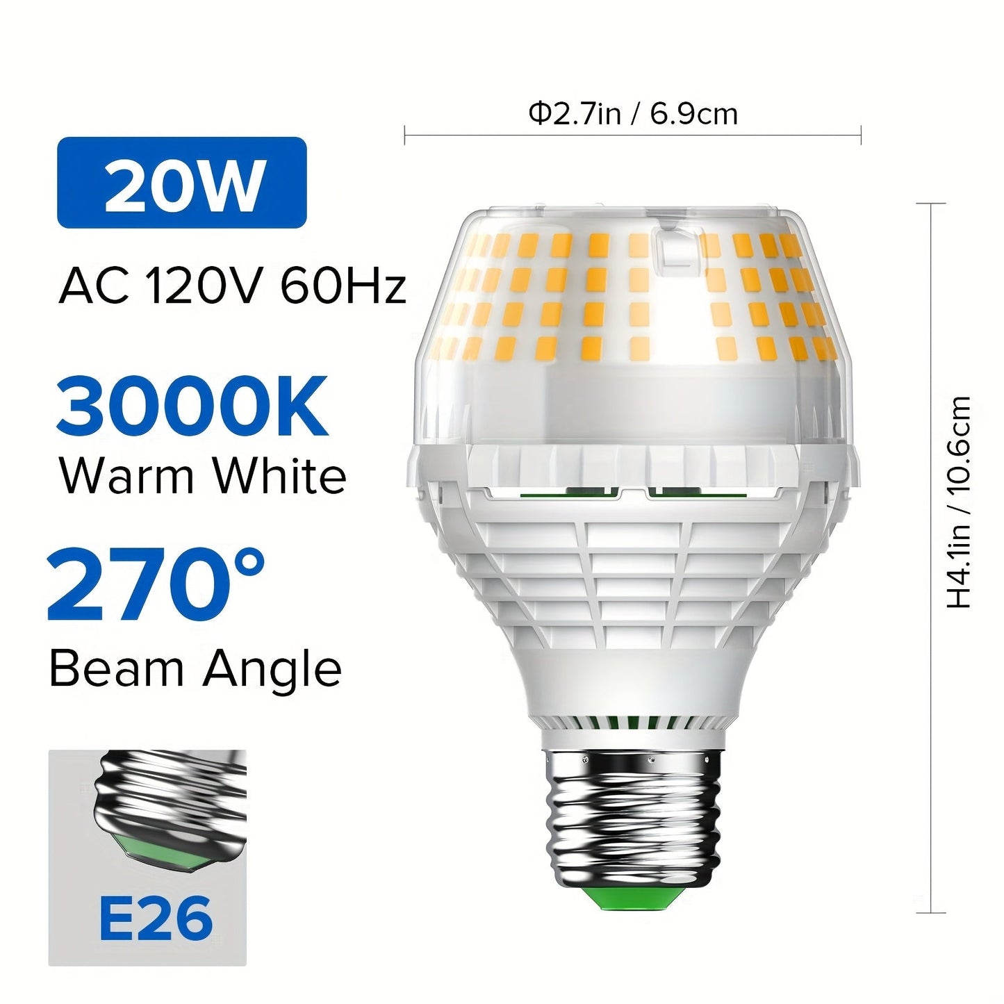 SANSI A19 LED Light Bulb, 20W E26 with 3000-Lumen Marking in 3000K Warm or 5000K Daylight White