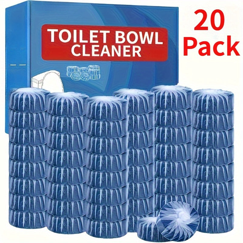 Blue Mesh-Wrapped Toilet Bowl Cleaner Tablets in 20-, 24- or 48-Piece Checkout Packs with Pictured 1.8-Inch Height