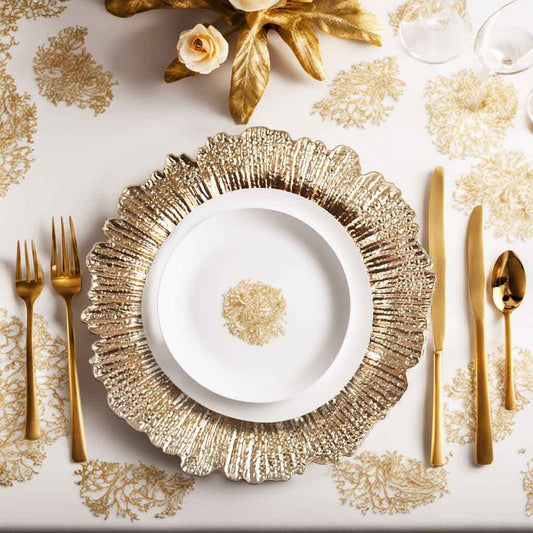 Charger Plates 13 Inch Set of 24 – Floral Reef Design Decorative Dinner Plate Chargers for Wedding Table Setting Party Banquet Reception Decor Silver Rose Gold Red
