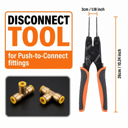 Push to Connect Pipe Disconnect Tool – Quick Release Disassembly Pliers for PEX PVC Copper Fittings 1/2” 3/4” 1” Carbon Steel Ergonomic Handle