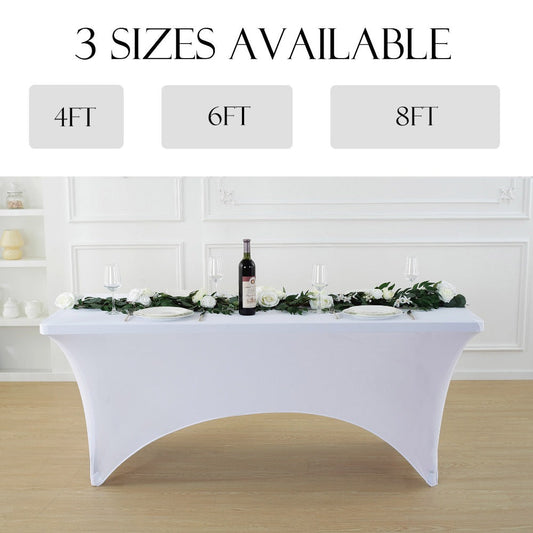 Tablecloth Fitted Stretch Cover Set for 4, 6 or 8-Foot Rectangle Tables in 3 or 5-Piece Packs