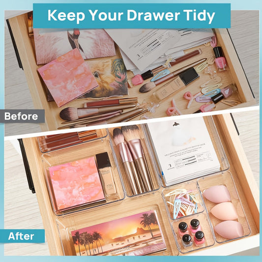 Drawer Storage Organizer Trays 25-Pack in Four Sizes for Kitchen, Desk, Vanity or Dresser Use