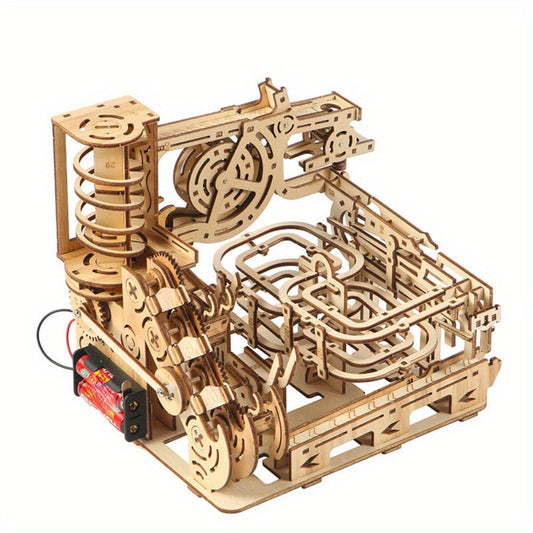 Wooden Ball Track Puzzle Model Kit – STEM Engineering Building Set for Adults & Teens, Kinetic Marble Run Expansion Sets A & B, Brain Teaser DIY Craft, Unique Birthday Gift for Men Women