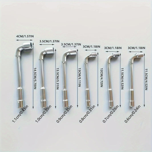 Hex Socket Wrench Set 6-Piece – L-Shaped Elbow, Mirror Perforated & Double-Head Pipe Wrench Combo Kit | Automotive, Plumbing, Mechanic & DIY Workshop Repair Tool