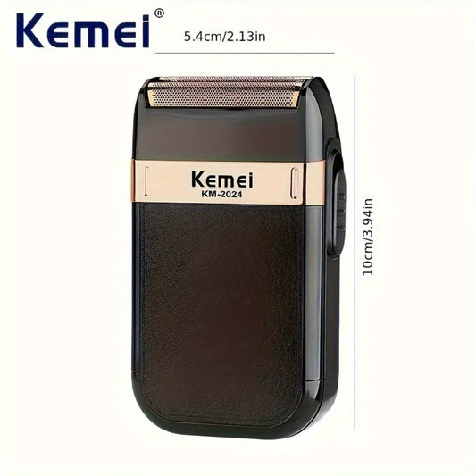 Electric Shaver KM-2024 Compact Foil-Style Razor with USB Rechargeable Power and Cordless Wet/Dry Use