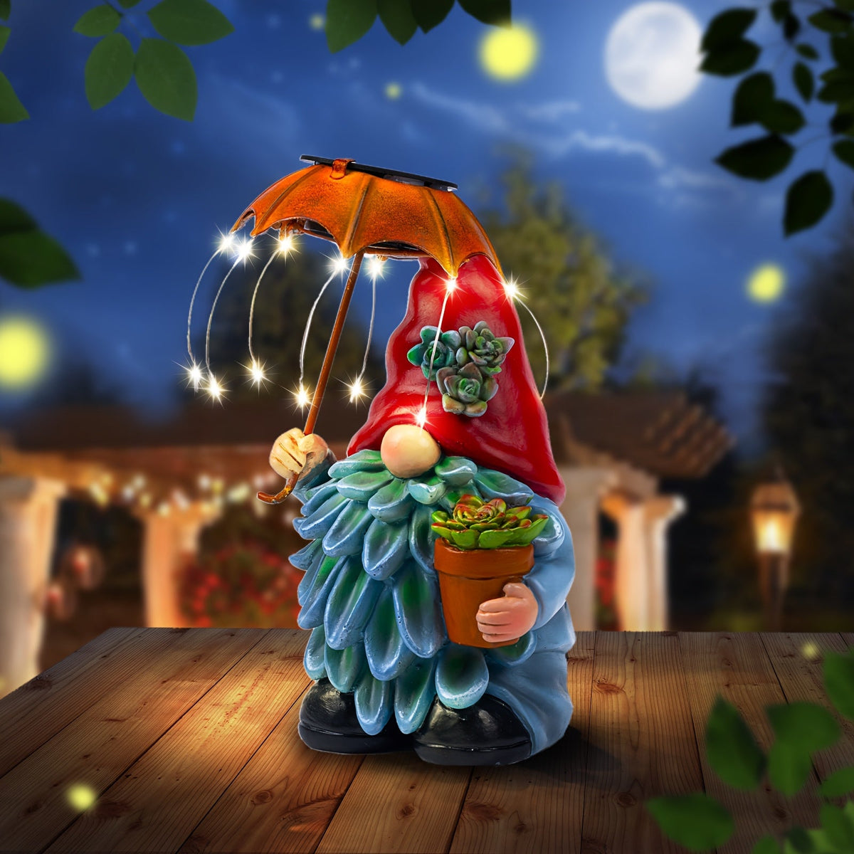 Solar Light Elf Resin Statue, Outdoor Garden Figurine That Automatically Lights Up at Night, Holiday Collectible Decor for Christmas