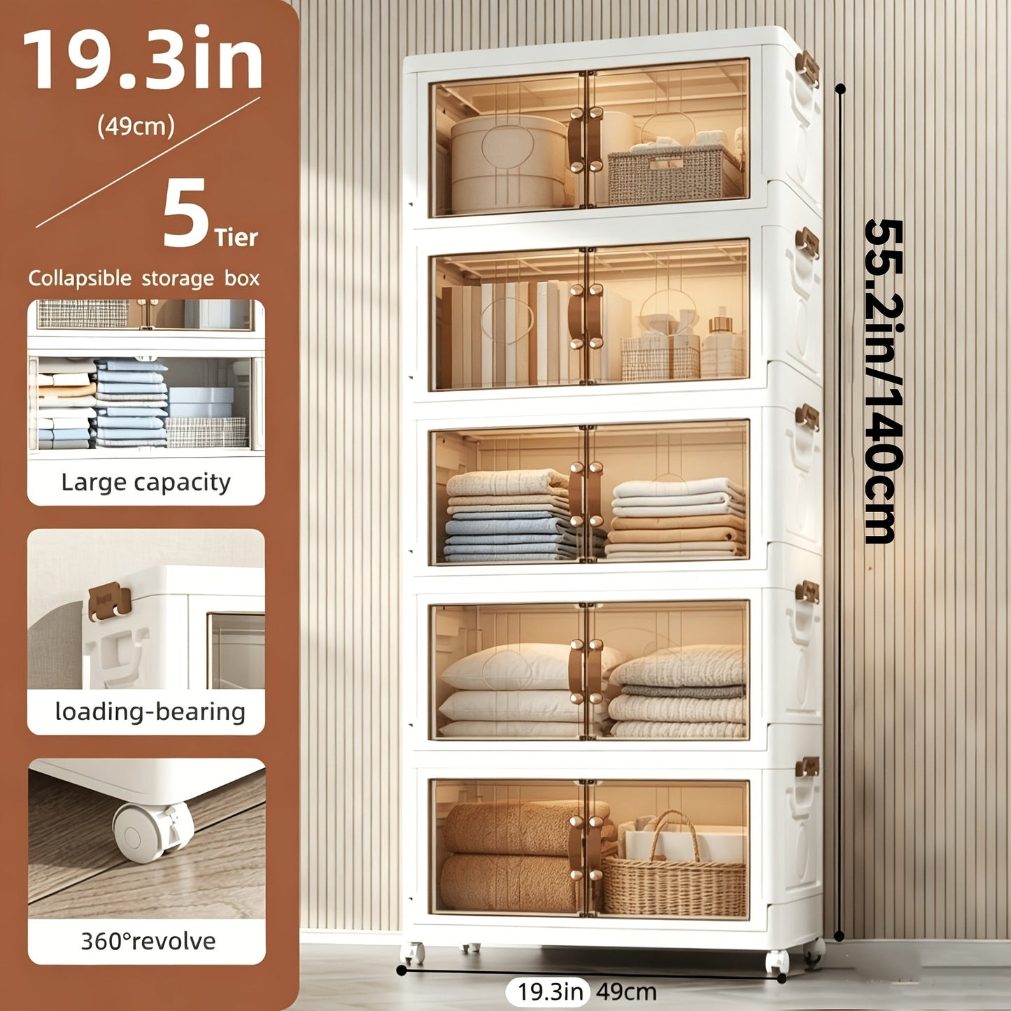 Lidded Rolling Storage Bin System in Seven Two-, Three-, Four- or Five-Tier Configurations
