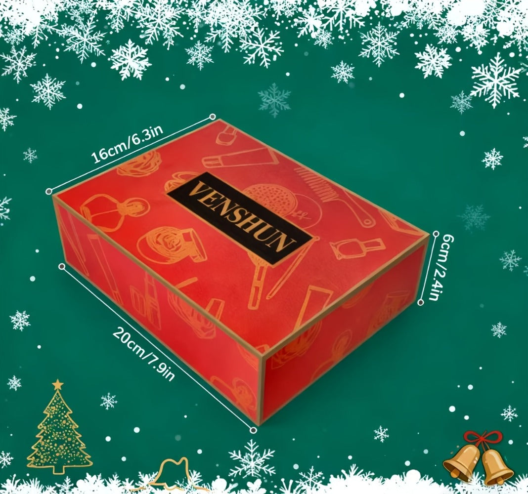 Makeup Kit with 18-Color Eyeshadow Palette, Face, Lip and Eye Cosmetics, Brushes and Tools in a Red Gift Box