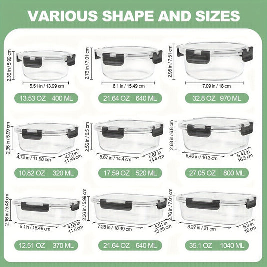 Glass Food Storage Containers with Lids 12pcs – Airtight Leak-Proof Meal Prep Bento Boxes Microwave Oven Freezer Dishwasher Safe
