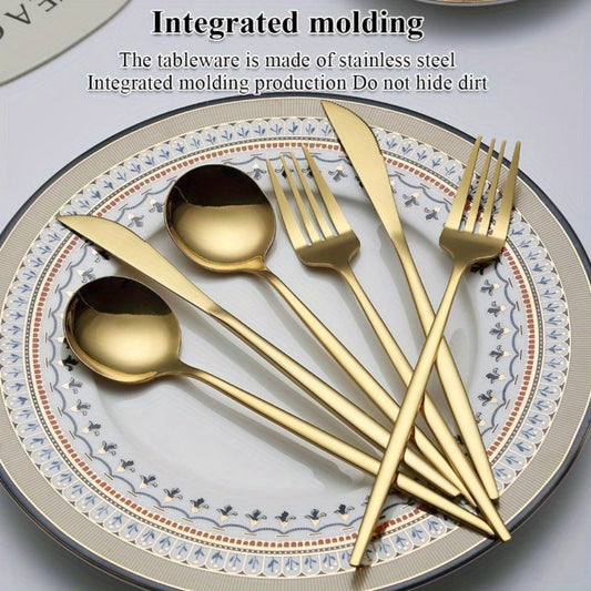 Gold Silverware Set 60 Pcs Service for 20 | Titanium Gold Plated Stainless Steel Flatware Set Knives Forks Spoons for Wedding Party Birthday Dishwasher Safe