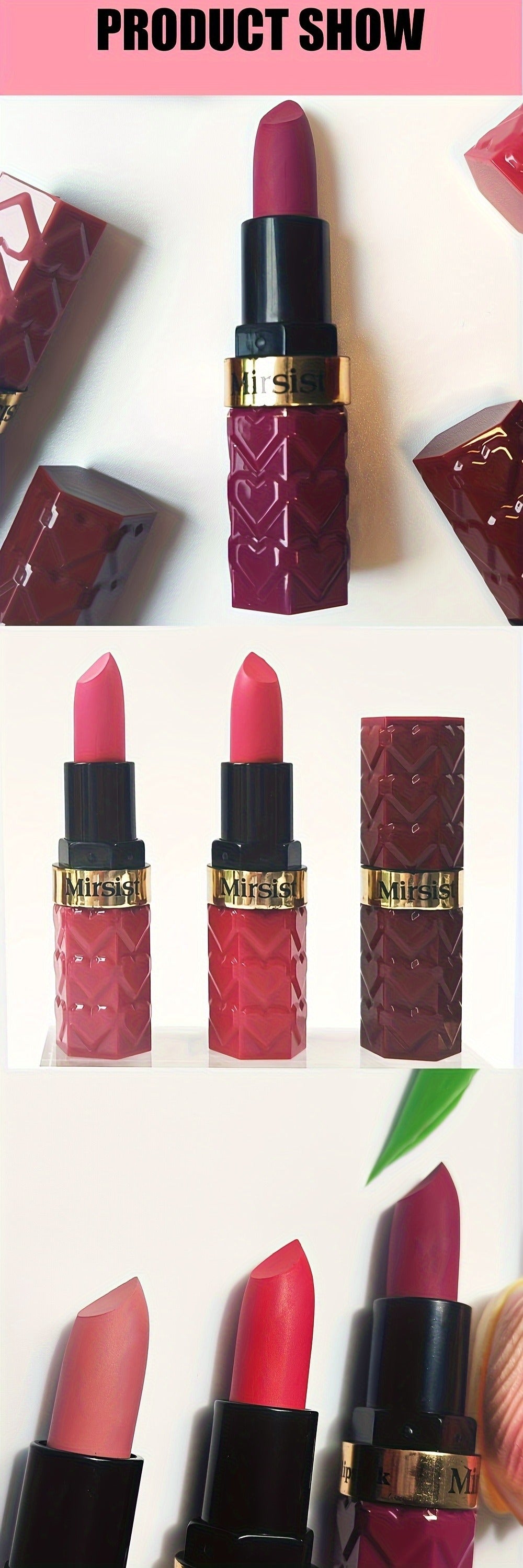 Lipstick Set, Mirsist 6-Piece Silky Matte Bullet Collection in Nude, Red, Brown, Berry and Plum Colors