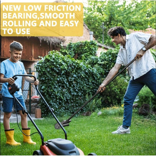 Lawn Punch Aerator 17" Heavy-Duty Metal Roller with Bearing Design, 60" Long Handle for Effortless Weeding & Aeration, Manual Garden Lawn Punch Tool Black