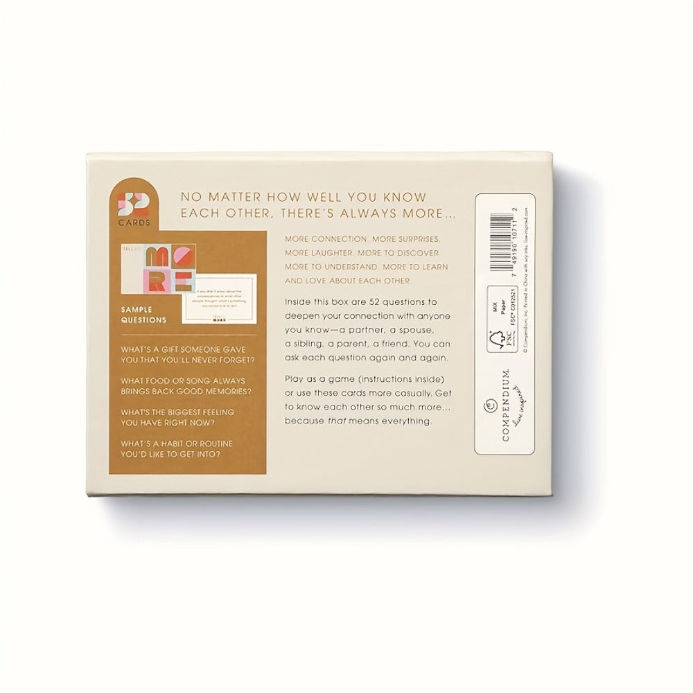Tell Me More Conversation Card Game – 52 Deep Connection Question Cards for Couples, Family & Friends, Fun Conversation Starters for Game Night, Dinner & Intergenerational Gatherings