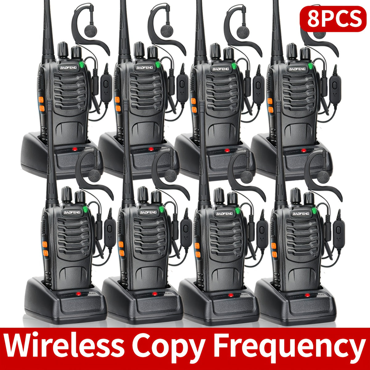 Baofeng Long Range Walkie Talkies for Adults with Earpieces 16 Channel Rechargeable Two Way Radio VOX Flashlight for Camping Hiking Skiing Cruise Family Adventure Available in 1 2 4 6 8 10 Pack