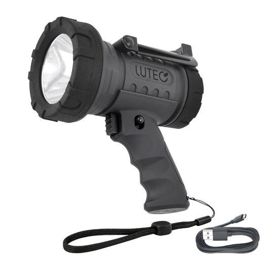 Rechargeable Spotlight Flashlight 1500LM Extremely Bright Handheld Searchlight – 4 Modes, Foldable Stand, Red Light Filter, USB Rechargeable Portable Spotlight for Camping Hunting Emergency Outdoor Use