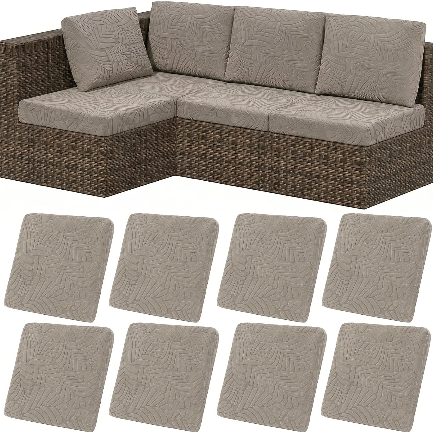 Outdoor Cushion Cover shown in the Dark Khaki, 8PCS option