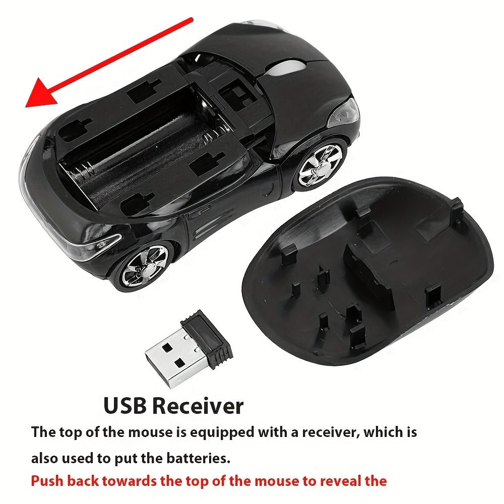 Red Car-Shaped Wired USB Optical Mouse with Random-Color Mouse Pad Two-Piece Desktop Bundle