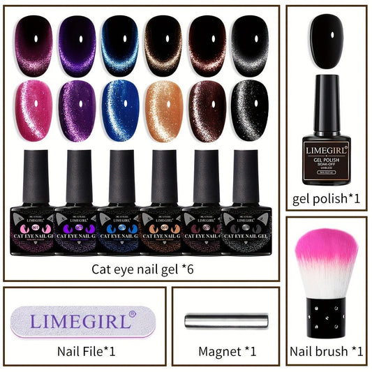 Cat Eye Gel Polish 8ml Holographic Chameleon Flash — Magnetic Sand 3D Color-Shifting Semi-Permanent UV LED Gel Varnish for Salon & Home DIY Nail Art, Gift for Women