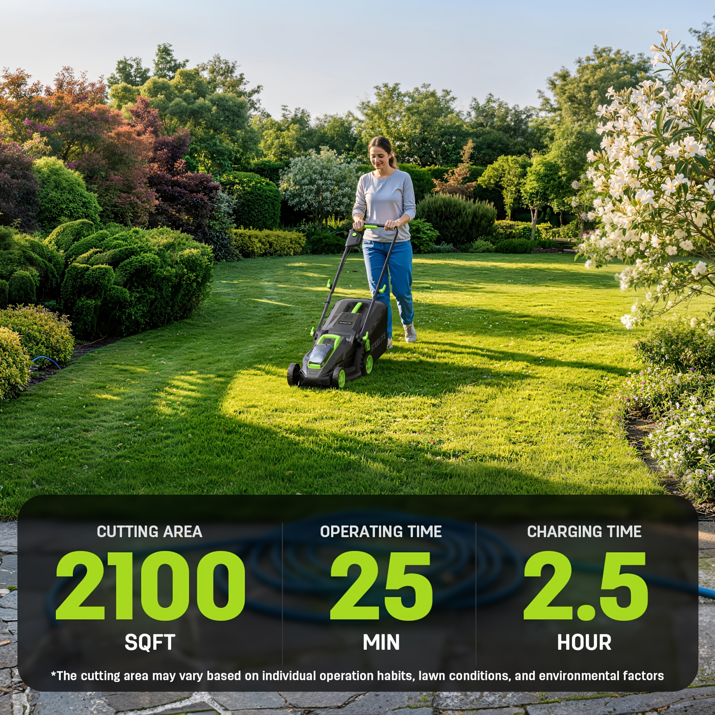 Cordless Lawn Mower Brushless Motor 13-Inch 21V Electric Lawn Mower Battery Powered with 4.0Ah Battery & Charger Included for Small to Medium Yards