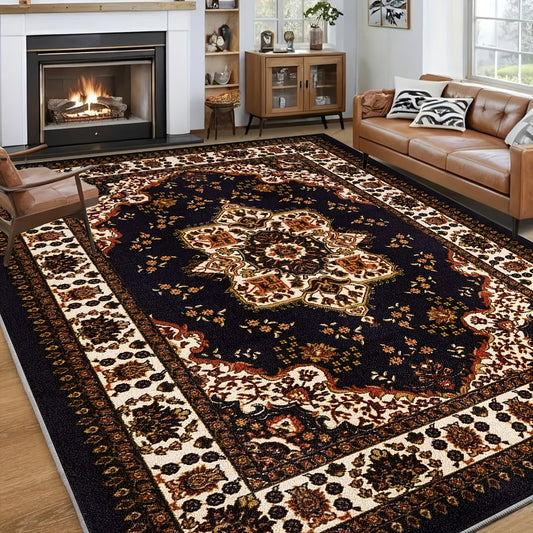 Large Area Rug for Living Room Bedroom – Soft Fluffy Persian Bohemian Style Floor Mat, Anti-Slip Backing, Machine Washable, Vintage Carpet for Modern & Traditional Decor, Multiple Sizes