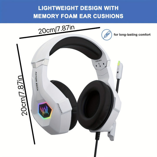 GS450 Gaming Headset Surround Stereo with LED Lights & Soft Memory Earmuffs – Noise Cancelling Mic Over-Ear Headphones for PS5 PS4 Xbox One Switch PC Mac Computer Games