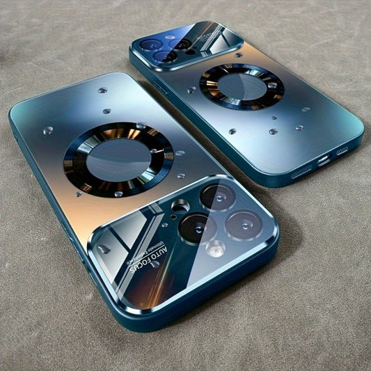 Titanium Matte iPhone Case Magnetic Wireless Charging Shockproof Glass Lens Cover for iPhone 17 Pro Max 17 Pro 17 Air 17 16 Pro Max 16 Pro 16 Plus 16 15 Pro Max 15 Pro 15 Plus 15 14 Pro Max 14 Pro 14 Plus 14