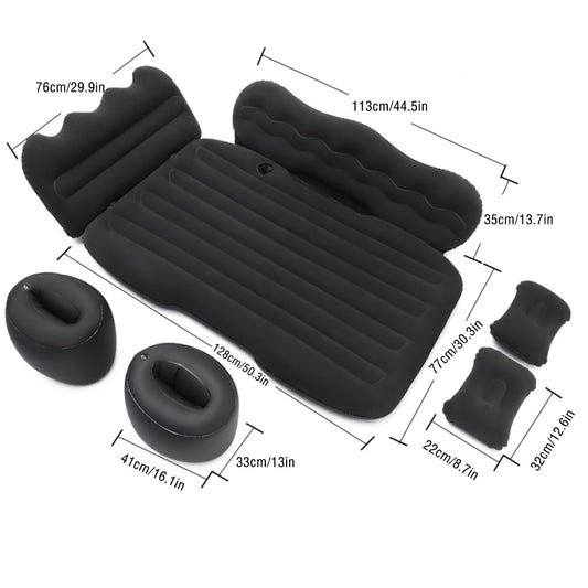 Car Inflatable Mattress for SUV & Sedan – Thickened Back Seat Sleeping Pad with Air Pump & 2 Pillows, Rear Trunk Camping Bed for Road Trips & Overlanding