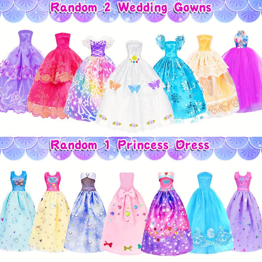 Fashion Doll Wardrobe Set 140pcs for 11.5 Inch Dolls – Deluxe Closet with Wedding Dress, Evening Gowns, Princess Dresses, Shoes, Necklaces & Accessories, Doll Included, Gift for Girls Ages 6-12