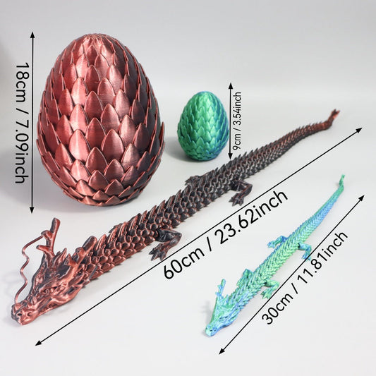 Dragon Egg Gift Set 3D Printed – 7.09in Scaled Egg + 23.62in Large Dragon Ornament, 10 Colors Rainbow Amethyst Crystal Fantasy Collector Gift for Adults Easter Valentine Birthday