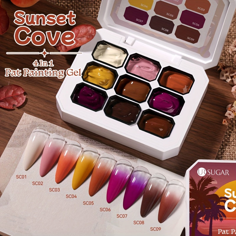 Gel Nail Polish 9-Color Ombre Palette for Gradient and Stamping Art with UV/LED Cure, 7 Series