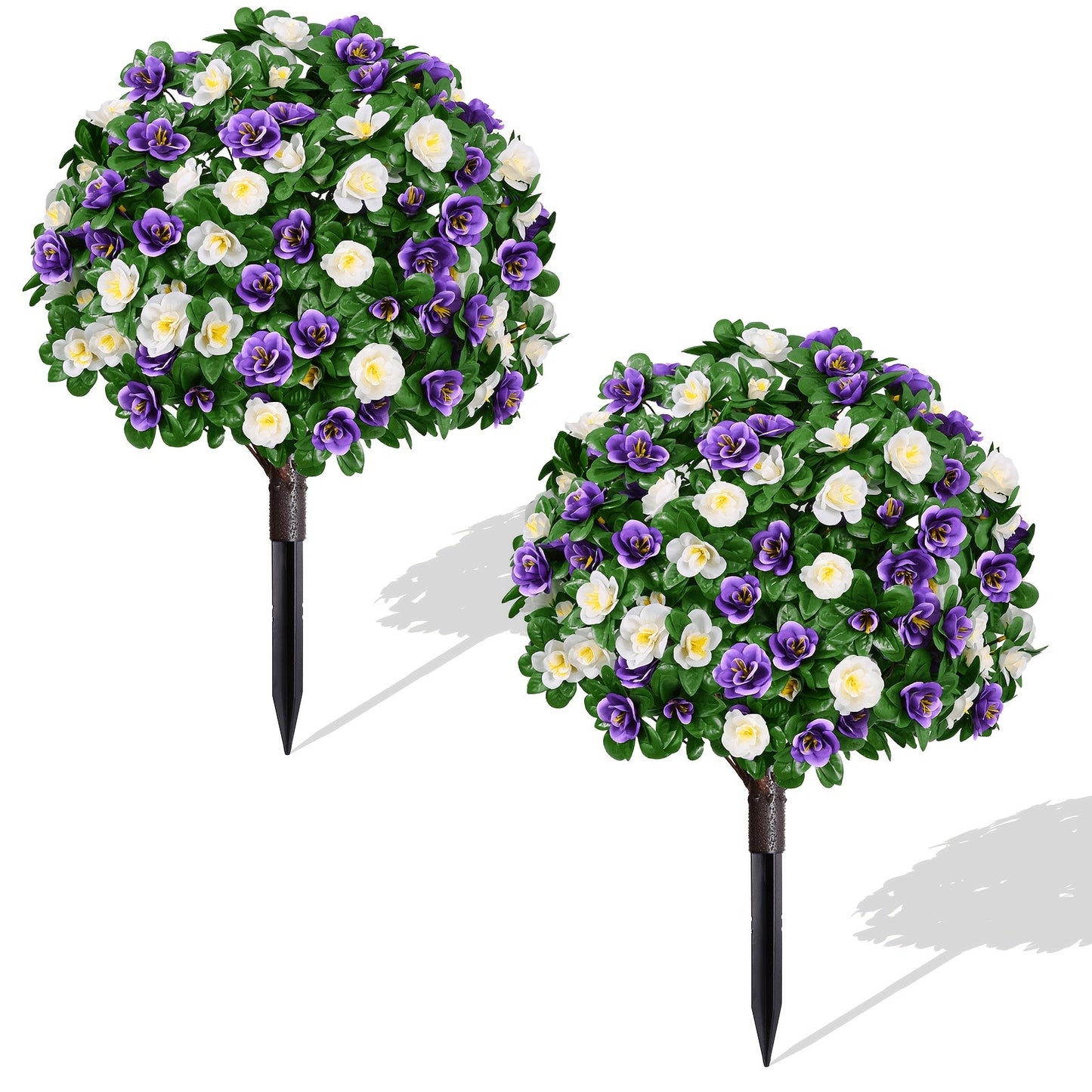 Artificial Floral Topiary Ball with Ground Spike, 22 or 23.6 Inch Height and Single or Two-Piece Style Options