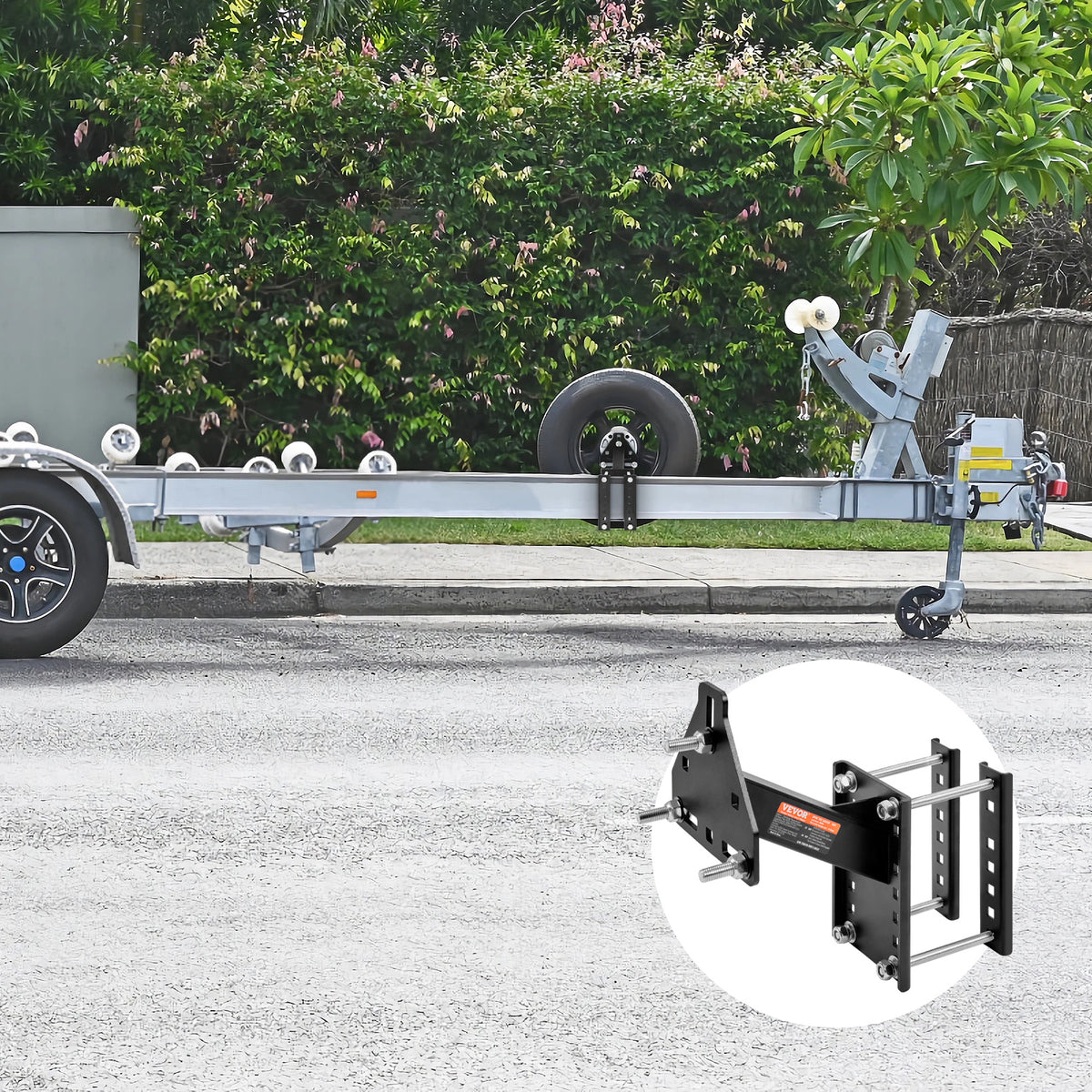 Trailer Spare Tire Carrier Mount 160 LBS - Steel Universal Spare Tire Holder for Utility Marine Trailer, Fits 4 5 6 8 Lug Wheels, No-Drill Install, Galvanized Hardware Included