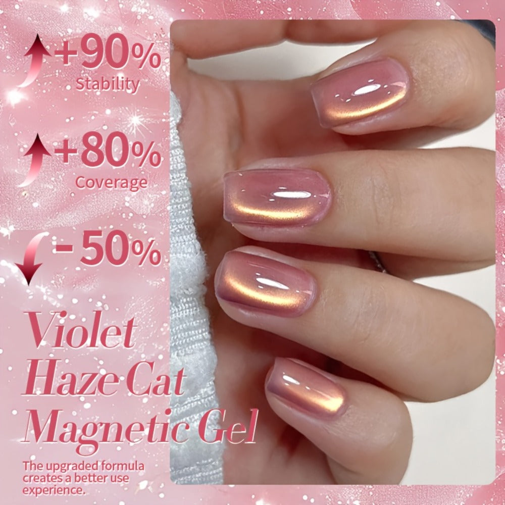 Gel Nail Polish – Cat Eye Magnetic Set BORN PRETTY Nude Golden Glitter 2 Colors Ultra Shine Semi-Permanent UV LED Soak Off Long Lasting…