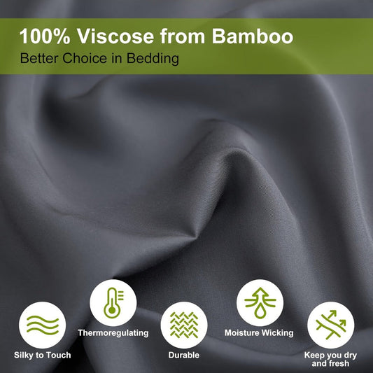 Bamboo Bed Sheets Set Twin Full Queen King – Cooling Breathable Viscose Fitted Sheet for Hot Sleepers Hotel Luxury Deep Pocket Bedding 13 Colors Available