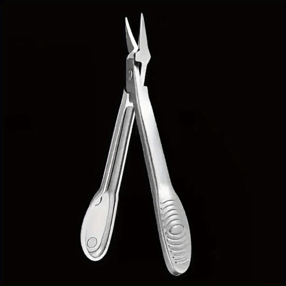 4CR13 Stainless-Steel Nail Clipper with Extended 68-Degree Right-Angle Blade and Silver Finish