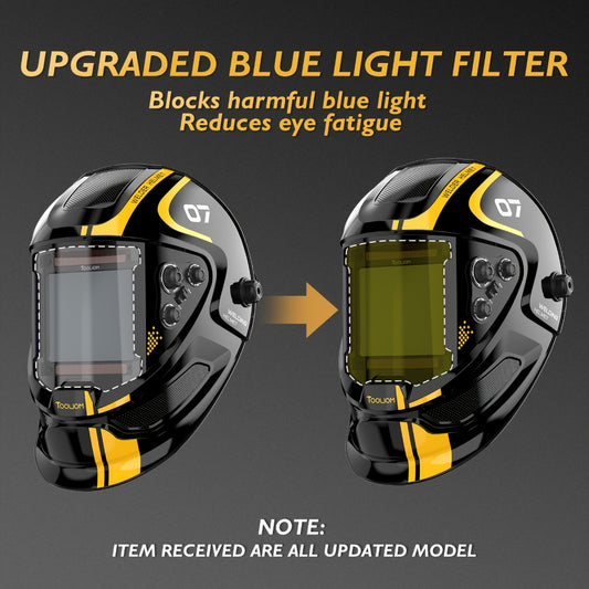 Auto-Darkening Welding Helmet - 3.94" x 3.66" Large View, True Color 1/1/1/1 Optical Clarity, Solar Powered, 4 Arc Sensors, Shade 4-5/5-9/9-13 for Stick TIG MIG Welding