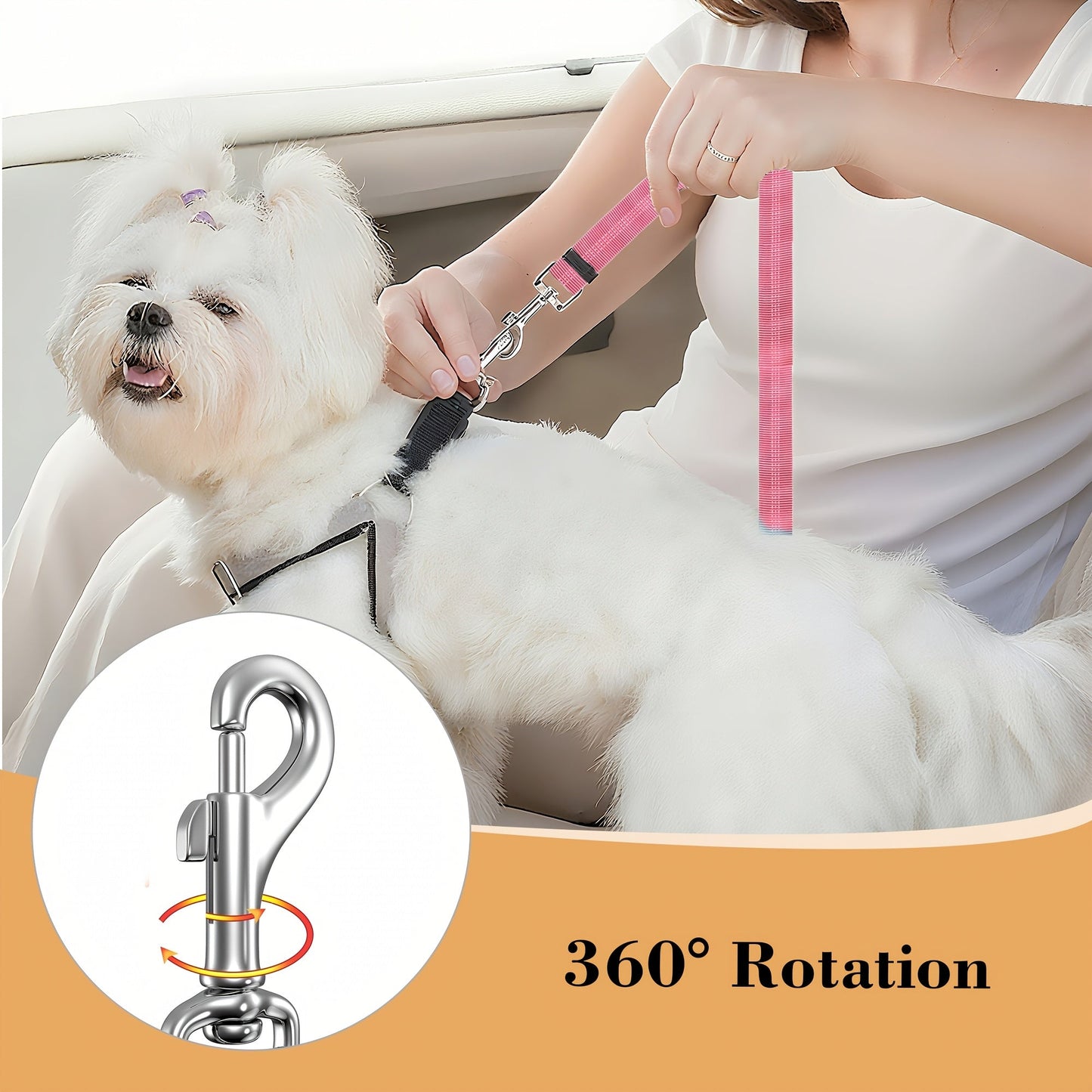 Dog Seat Belt for Car 3-in-1 Pet Car Seatbelt Harness & Leash – Retractable Adjustable Reflective Bungee Dog Restraint, Secures to Vehicle Headrest, Blue & Black