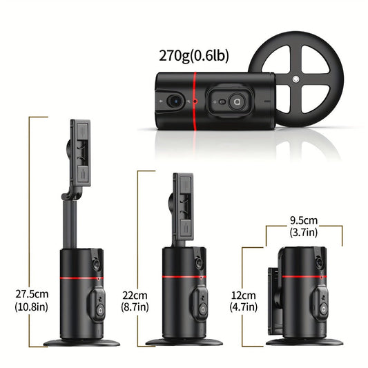 Gesture Control Auto Face Tracking Tripod with 360° Rotation & Wireless Remote No App Required – Smart AI Phone Holder for Vlogging Live Streaming TikTok YouTube Fitness iPhone Android Black Pink
