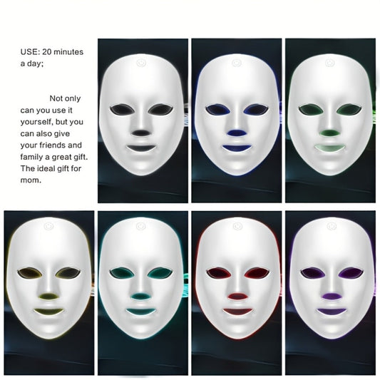 LED Light Therapy Face Mask 7 Color Photon Skin Rejuvenation - Anti-Aging Acne Treatment Wrinkle Reduction USB Rechargeable Silicone Pro Facial Mask for Women All Skin Types