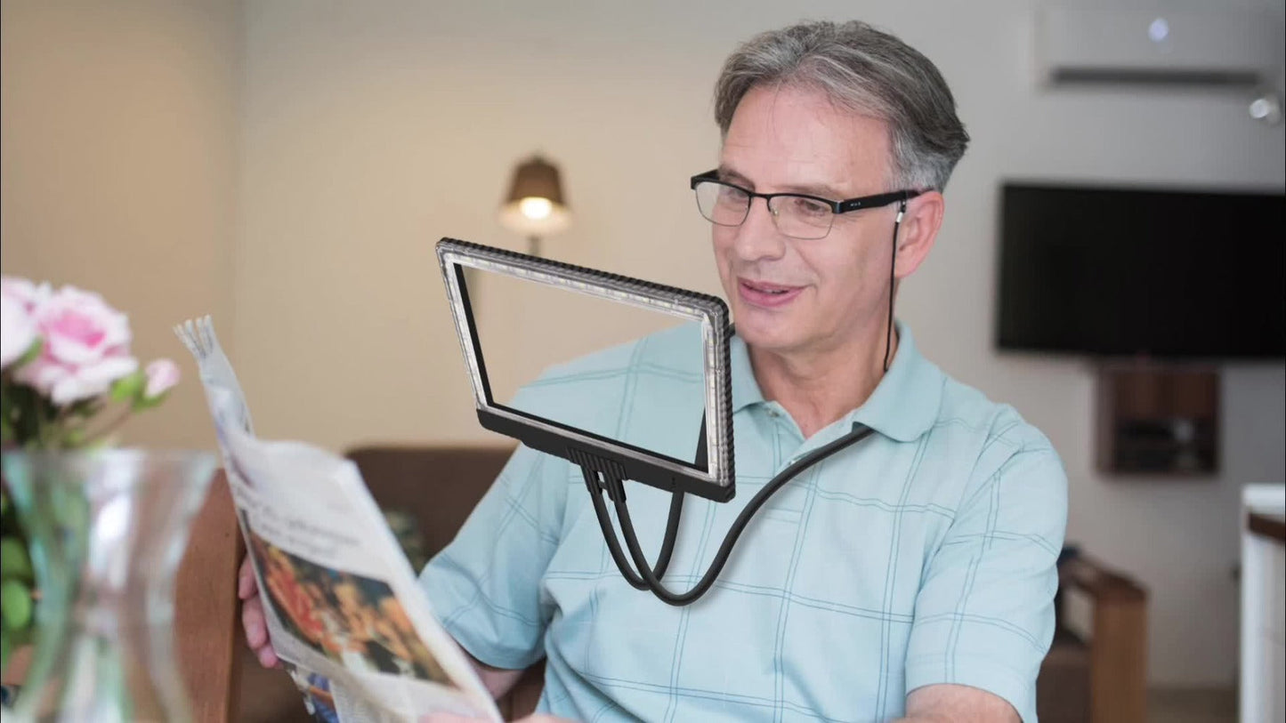 Hands-Free 5X Page Magnifier with 43 LEDs, Flexible Neck Stand and 9.5 x 7.5-Inch Viewing Area