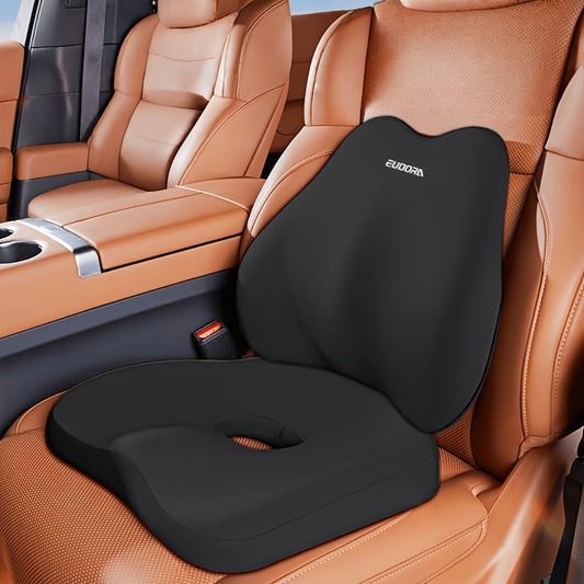 Memory Foam Car Seat Cushion & Back Cushion Set – Ergonomic Lumbar & Hip Support, Non-Slip, Machine Washable, Fits Sedans SUVs Trucks, 3 Colors