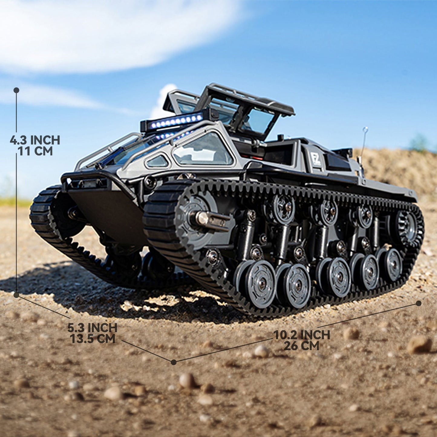 Full-Proportional RC Tracked Tank with LED Lights β Alloy Door Open Military War Vehicle All-Terrain Off-Road Remote Control Tank for Kids Adults, 1 or 2 Battery Options, Best Birthday Gift