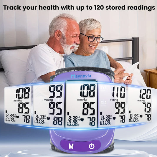 Blood Pressure Monitor Wrist Cuff with Oximeter Fingertip – Digital BP Machine Home Use, 120 Memory, Portable Case & Battery Included, Fully Automatic Hypertension Tracker