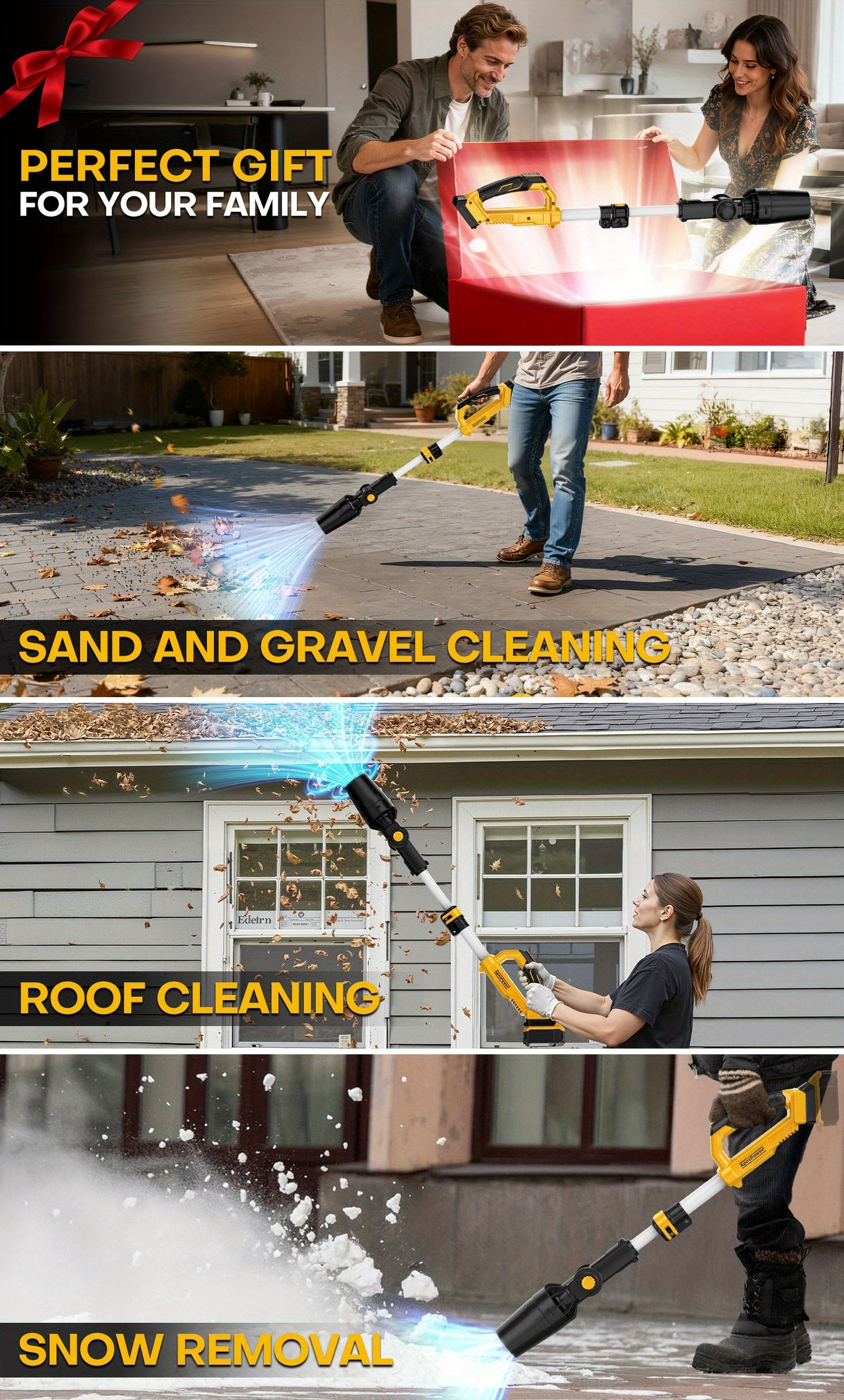 Cordless Leaf Blower Bare Tool for DeWalt 20V Max Battery Platform with Telescoping Tube and Adjustable Outlet