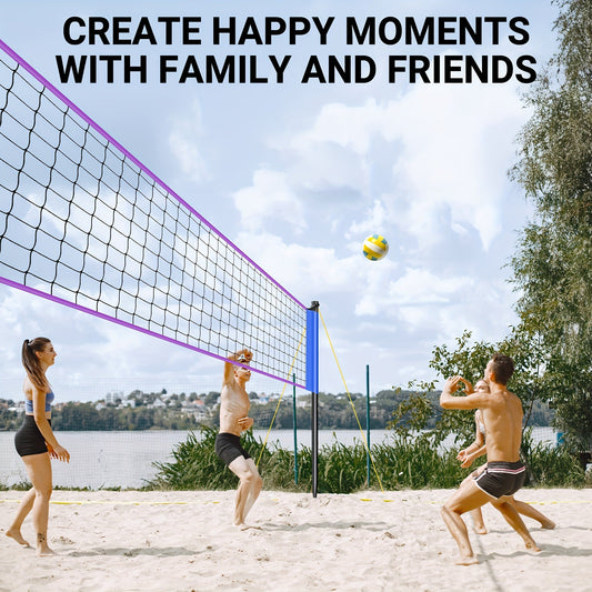 Portable Volleyball Net System Adjustable Height 10FT Heavy Duty PU Net with Poles & Carry Bag for Beach Backyard Indoor Outdoor