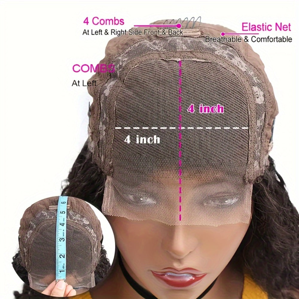 20 Inch 4x4 HD Lace Curly Bob Human Hair Wig in Reddish Brown Number 33 with Baby Hair for Women