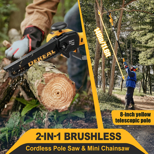 Mini Chainsaw Cordless 6-Inch Brushless with 20V 4.0Ah Rechargeable Battery, One-Hand Electric Handheld Chain Saw for Tree Trimming, Wood Cutting and Yard Work