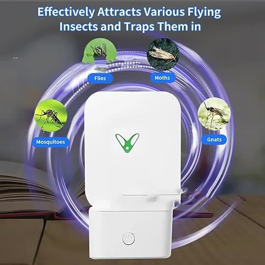 Plug-In Flying Insect Trap Pest Control Device with UV Light, Sticky Boards and 10 or 20 Pad Options for Indoor Use